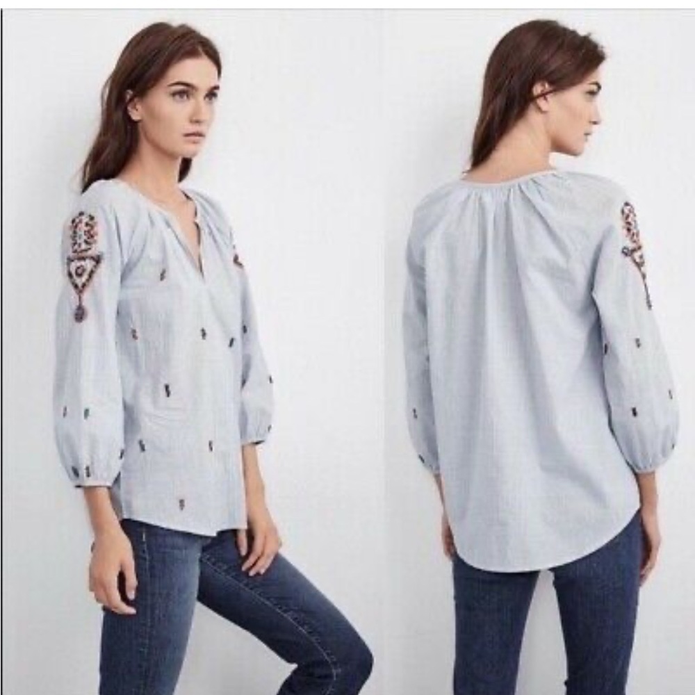 Velvet by Graham and Spencer for Anthropologie Beaded Embroidered Blouse - XS